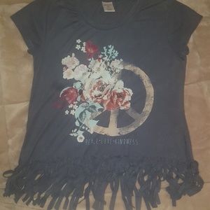 Girls Arizona  Jean Co. Shirt w/fringe at bottom